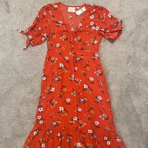 Maeve by Anthropology Red Floral Dress
